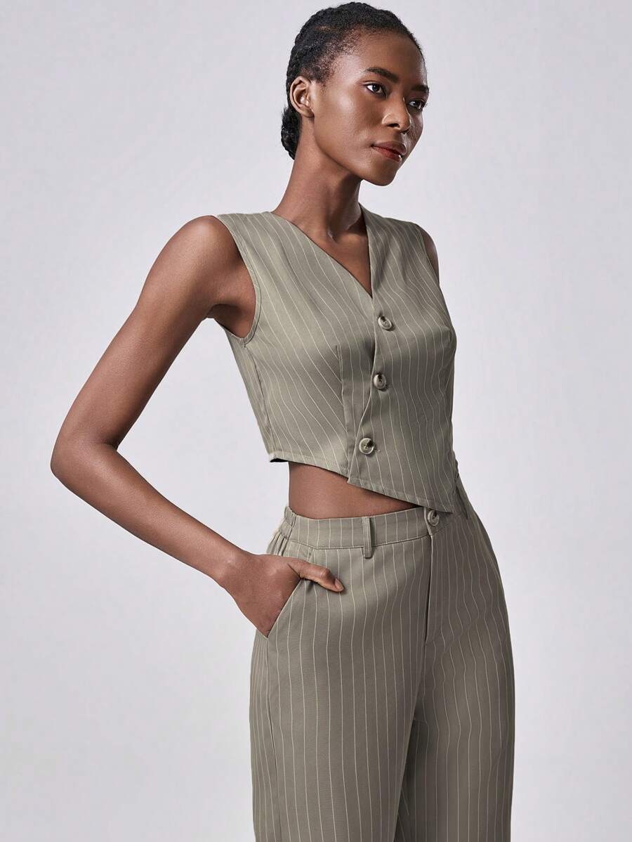 Lumivelle Women Single Breasted Vest And Pants Casual Suit