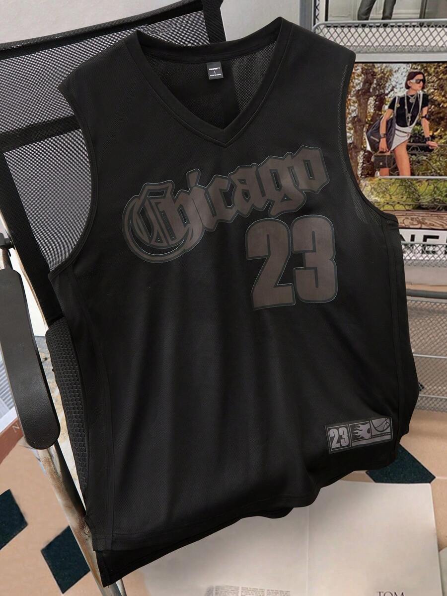 Manfinity Sporsity Camiseta sin mangas de cuello en V con estampado de letras casual para hombre Manfinity Sporsity, top de tirantes gráfico para hombre, regalo para el novio