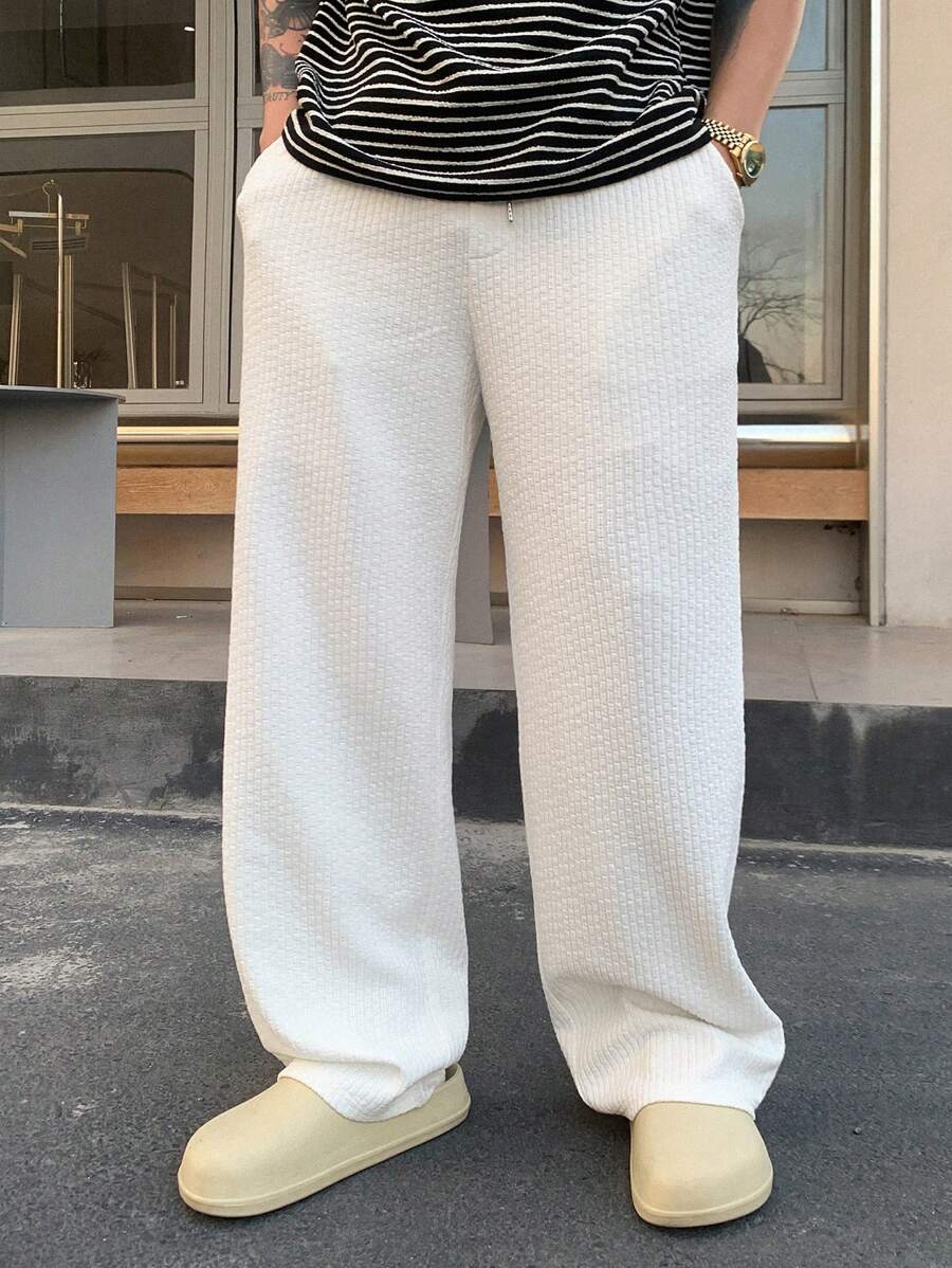 DAZY Men's Plain Loose Wide Leg Casual Pants With Pockets, Spring/Summer