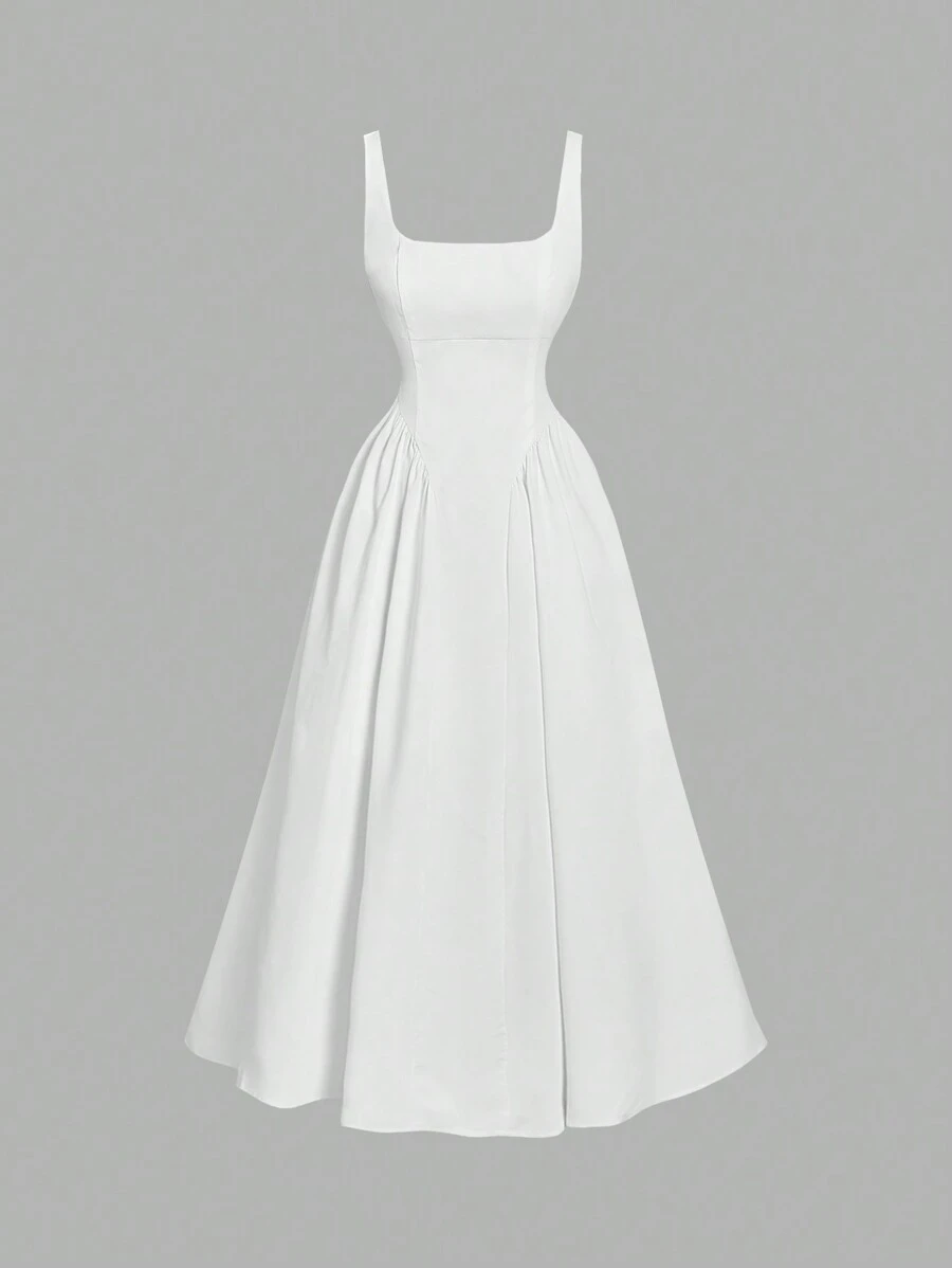 SHEIN MOD Vestido largo blanco sin espalda con lazo para mujer, vestido blanco de primavera, vestido de graduación, vestido de verano, vestido para invitada de boda, ropa de primavera, vestidos elegantes para mujer