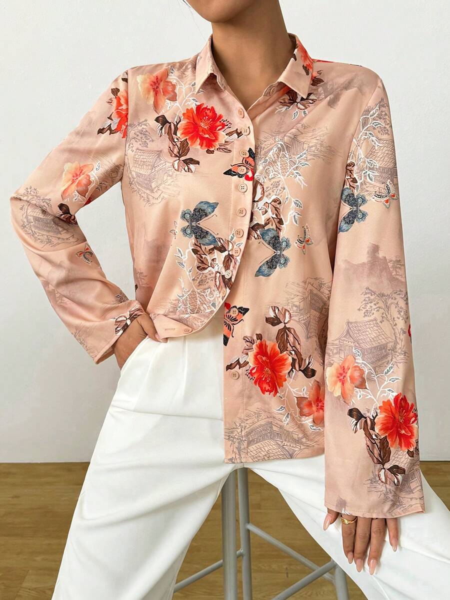 SHEIN Clasi Printed Loose Shirt, Casual And Stylish For Daily Wear