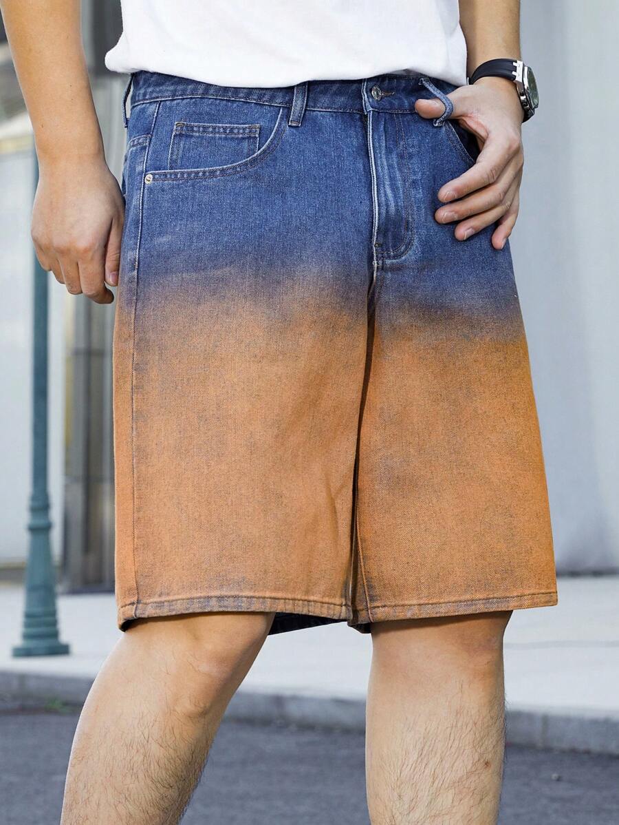 Manfinity Hypemode Heren eenvoudige voorzak met knoopsluiting, losse casual denim shorts