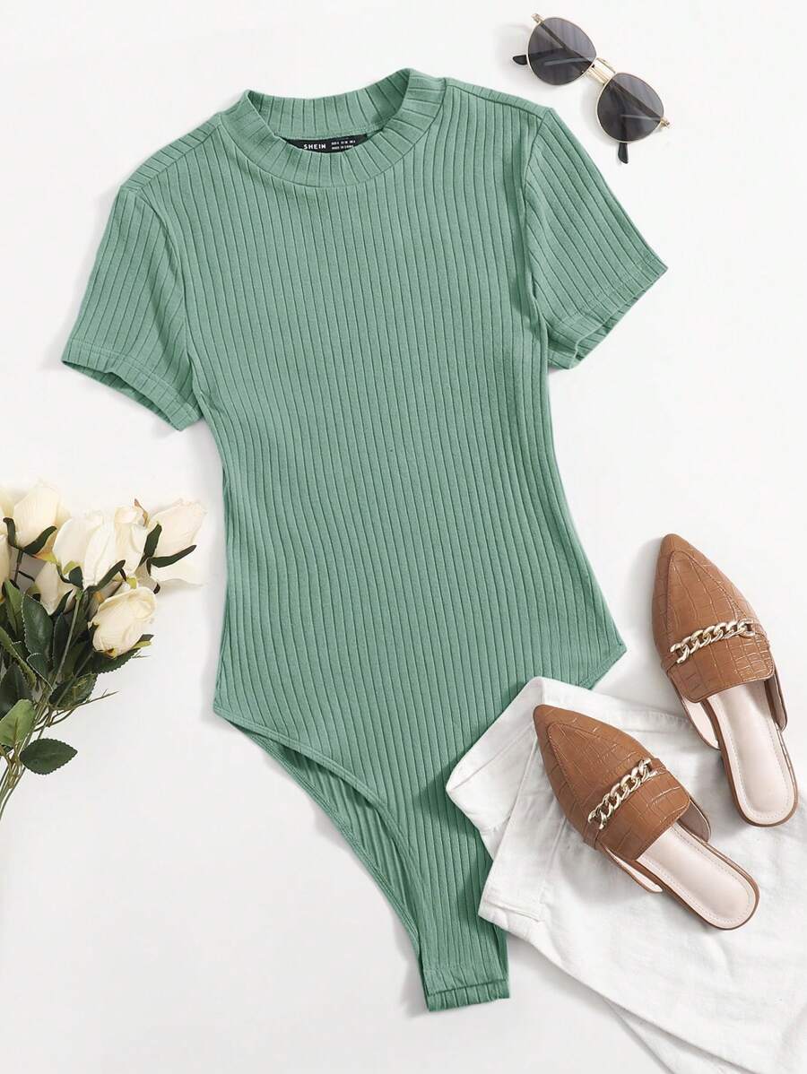 SHEIN EZwear Strick Body mit Stehkragen