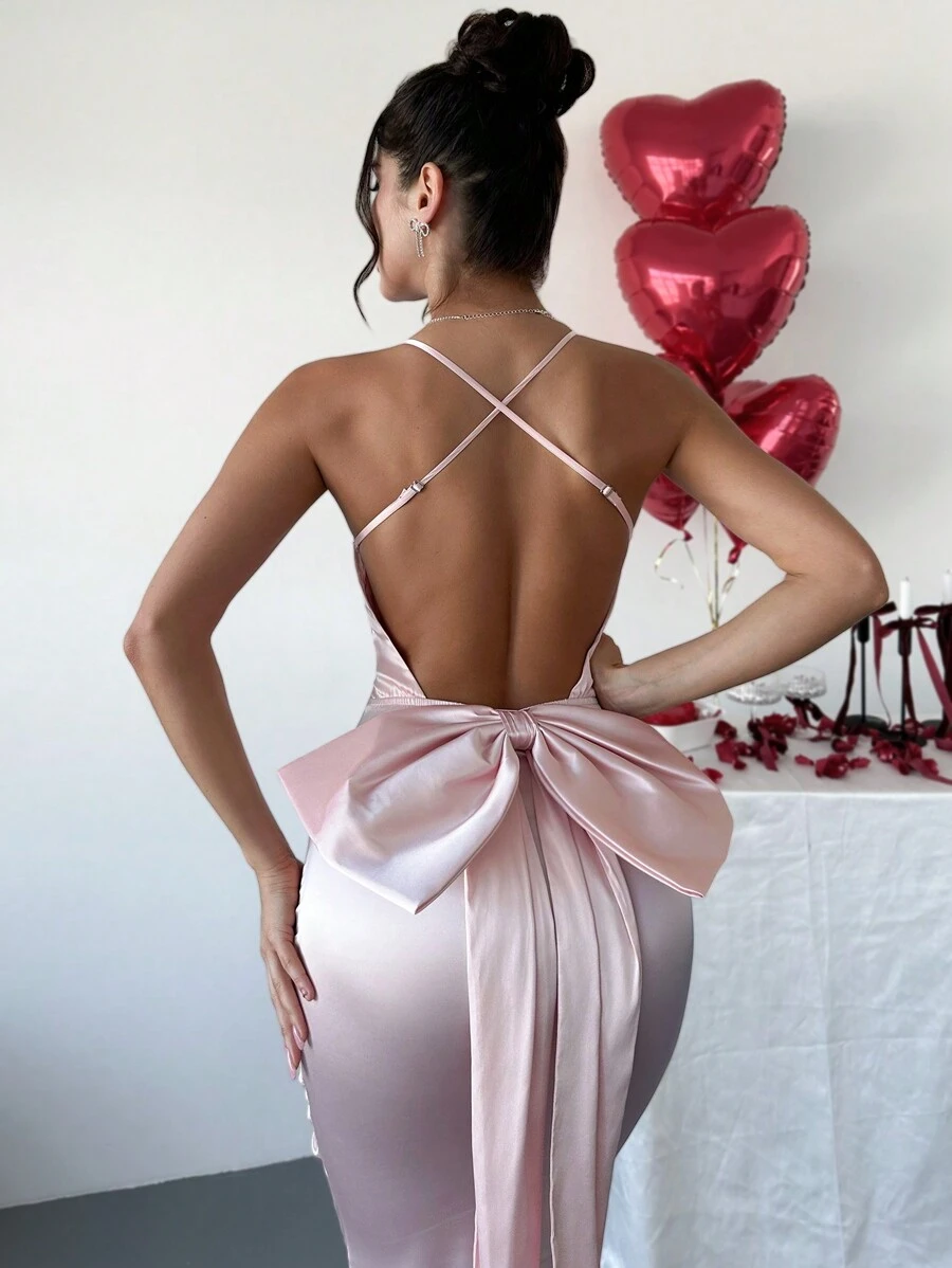 Firerie Elegante open rug sexy rugloze strik party cocktailjurk voor vrouwen