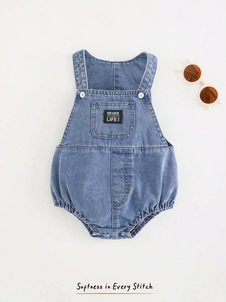 Cozy Pixies Pelele casual de una sola pieza para bebé niño con bolsillo decorativo con parches