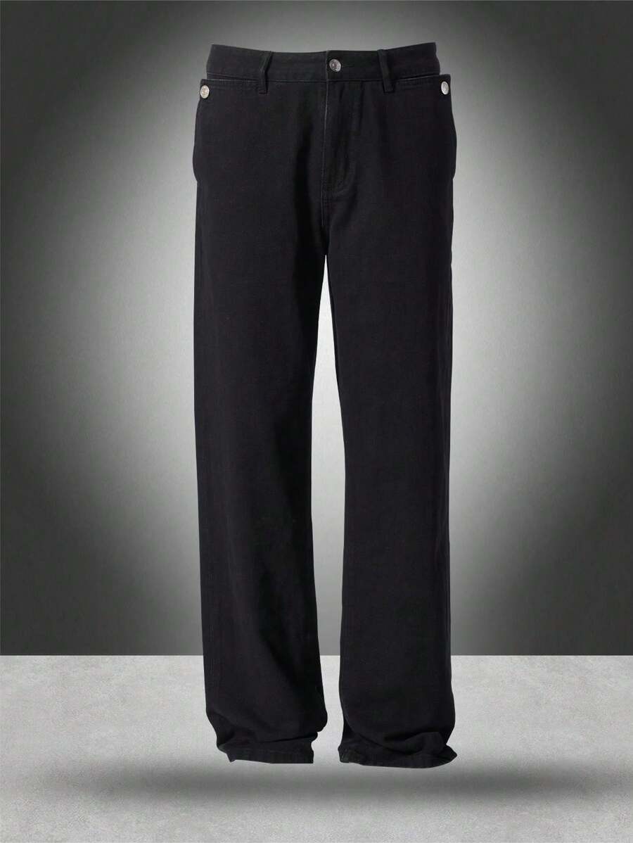 Manfinity Homme Men's Loose Fit Pocket Casual Versatile Flared Denim Jeans