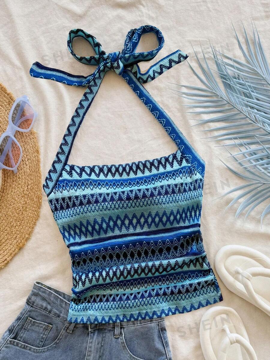Soleia Nuevo top de tirantes con anuido para el cuello y espalda descubierta para mujer, ideal para vacaciones de verano