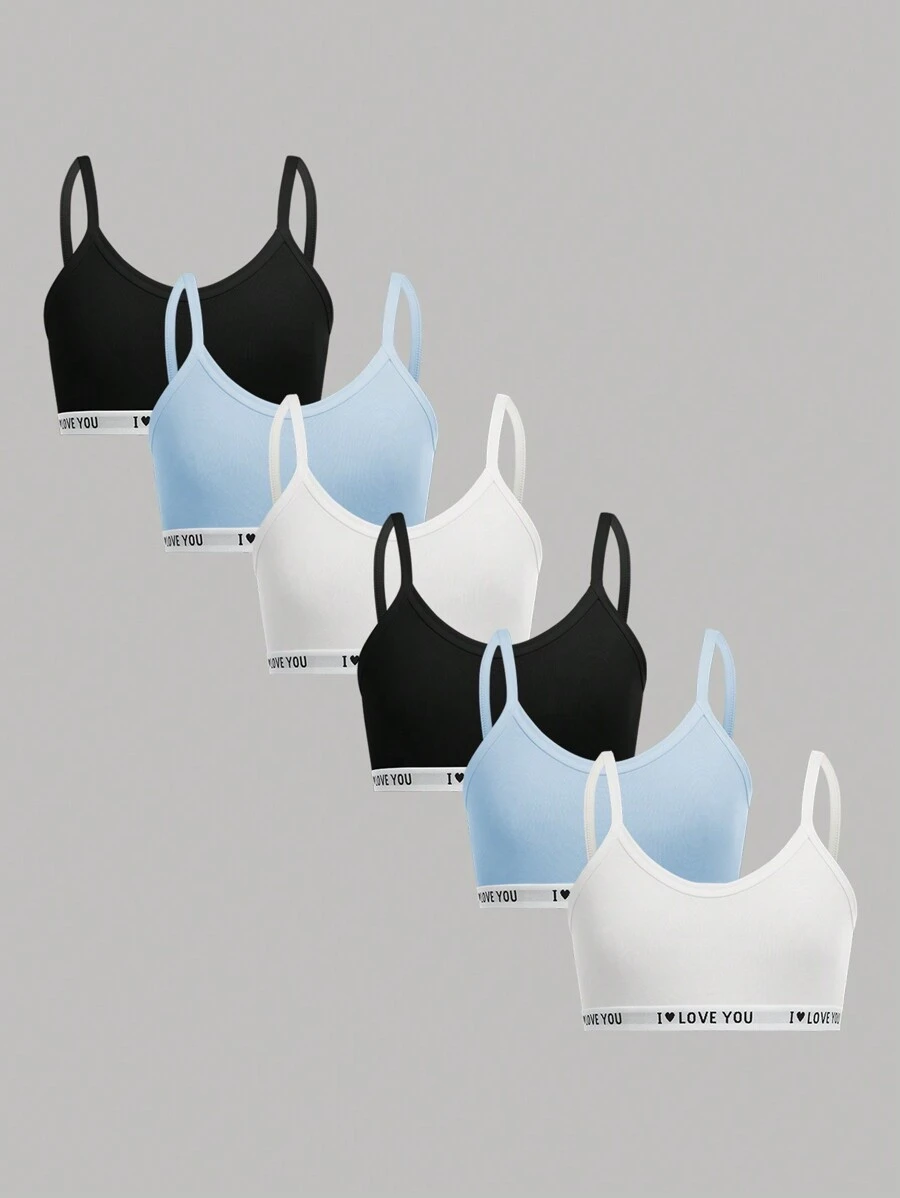SHEIN 6pcs Tween Girls Casual Sports Letter Graphic Elastic Knit Soft Breathable Underwear Set