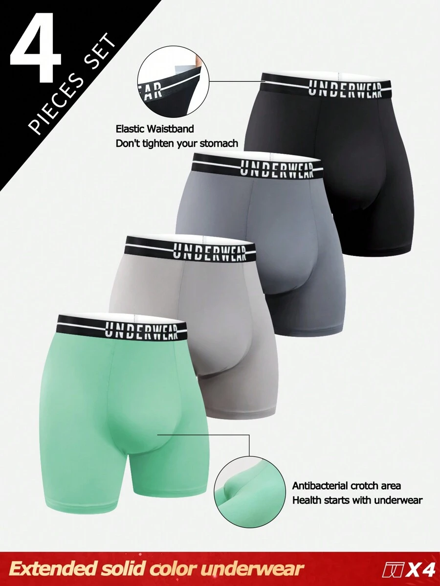 Set de 4 calzoncillos bóxer con impresión de letra simple para hombres