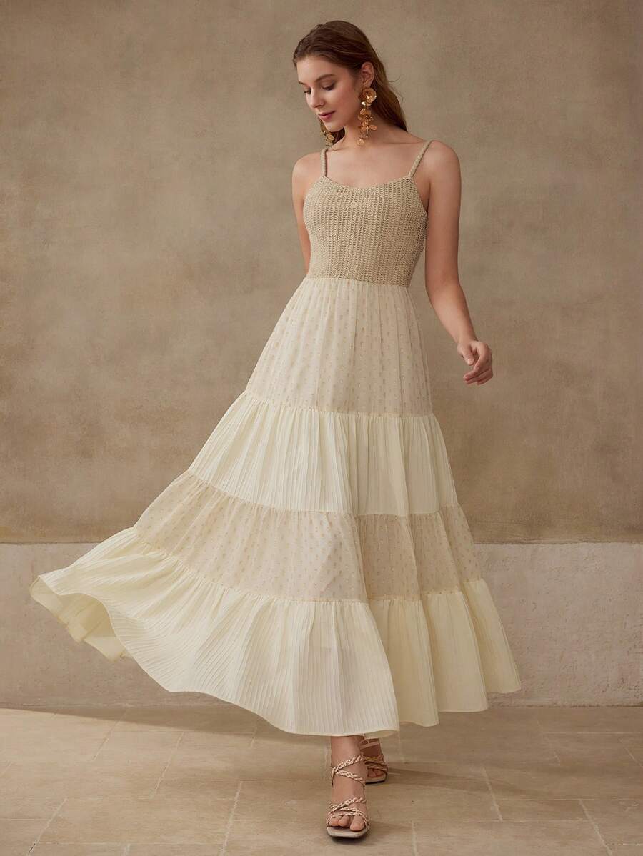 MOTF CONTRAST CHIFFON RUFFLE HEM DRESS