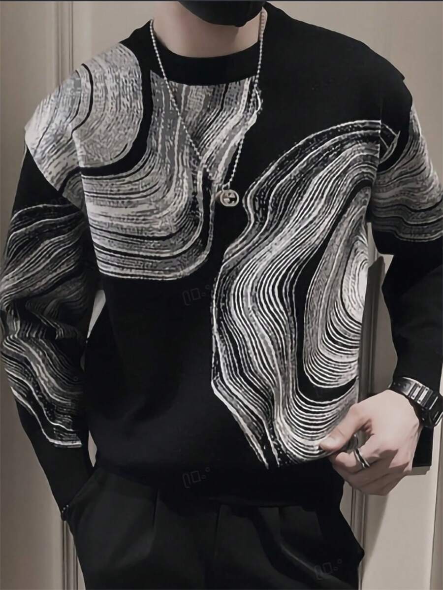Manfinity Dauomo 1 pieza Camisa casual de manga larga con estampado de graffiti creativo para hombres, de moda y versátil