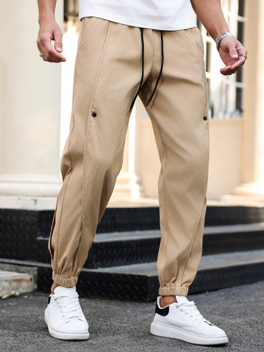 Manfinity EMRG Men's Drawstring Waist Pockets Loose Casual Jogger Pants,Suitable For Friends, Boyfriends As Gifts Men Street Wear Pants Men Clothes Men Pants Men Clothing Men Pants Casual Men Pants Men Fashion Pants