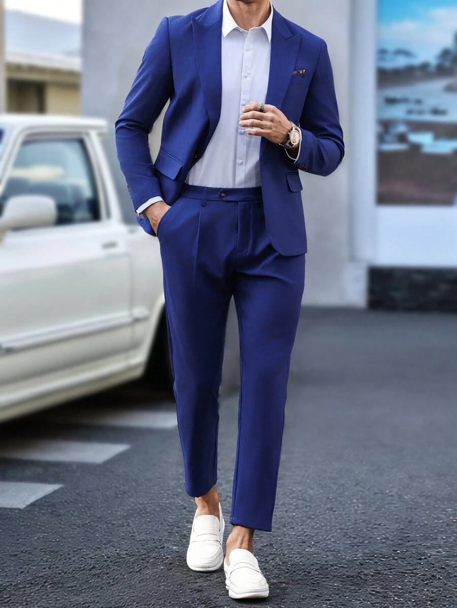 Manfinity Mode Conjunto de top y pantalones de manga larga con botones en el frente de estilo minimalista para hombres de talla grande