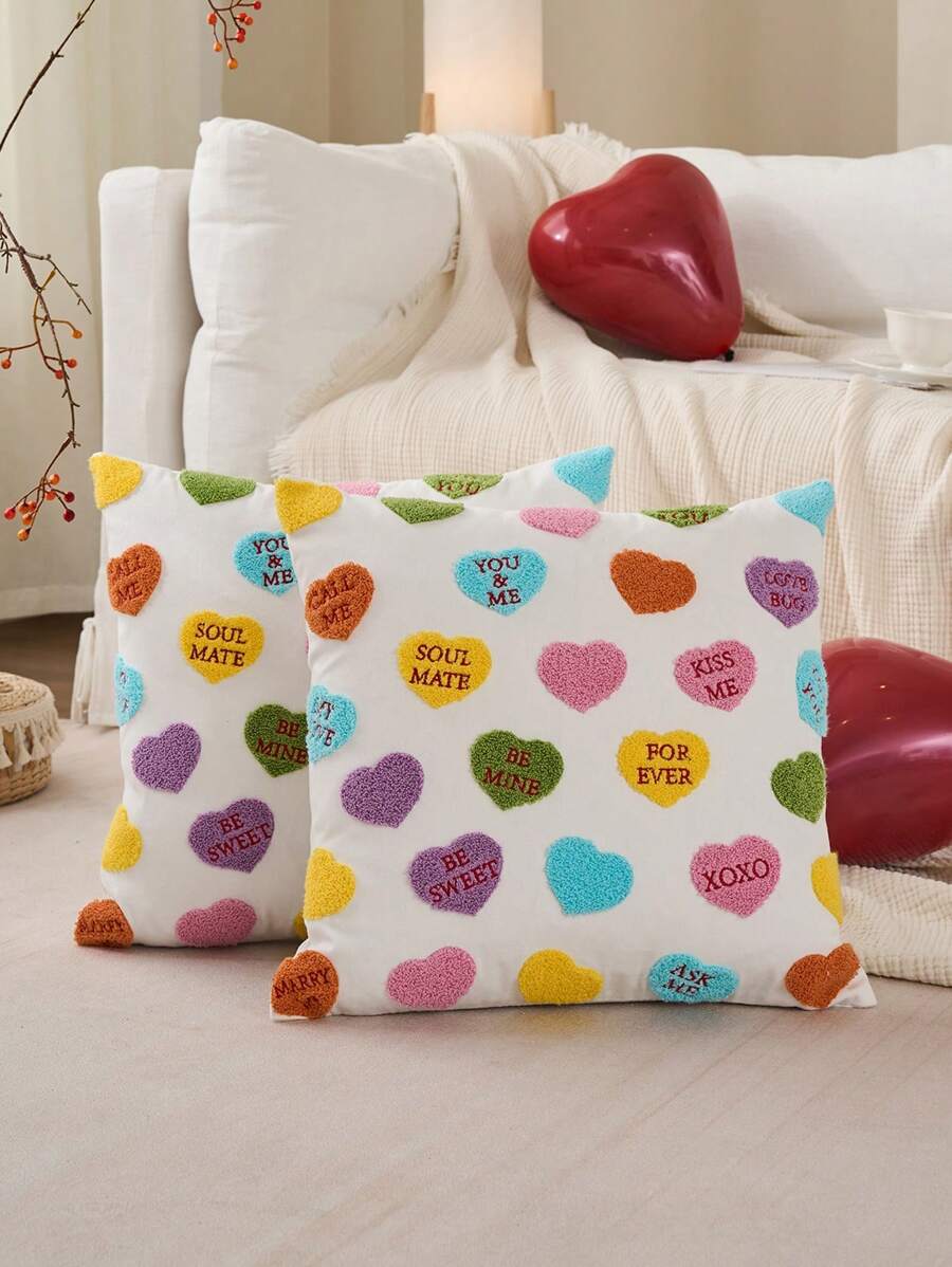 1 pièce Taie d'oreiller brodée pour la Saint-Valentin, 45 x 45 cm