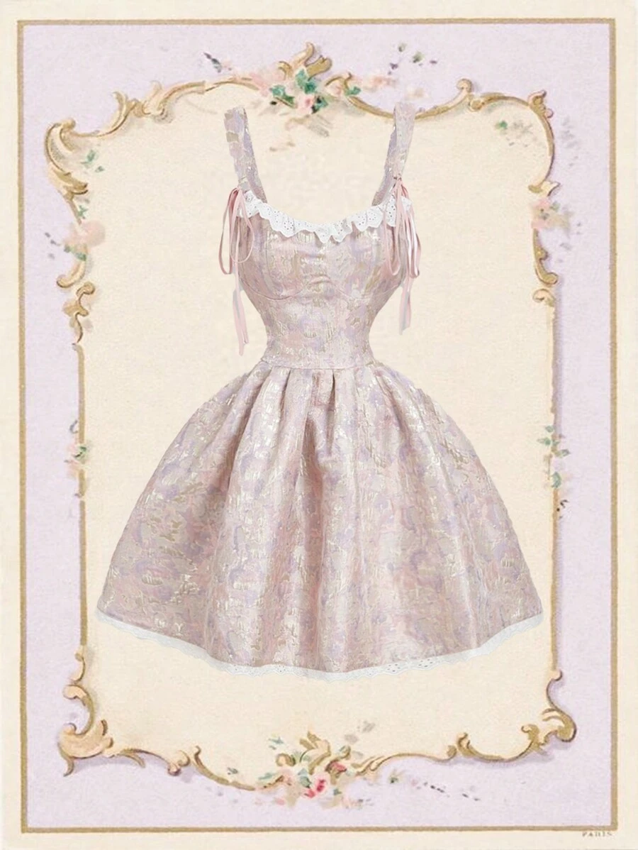 SHEIN MOD Vestido rosa romántico con lazo delantero y encaje, vestido para vacaciones, fiesta, baile de graduación, picnic, cita de primavera, Día de San Valentín, vestido bustier, vestido de cóctel para mujer
