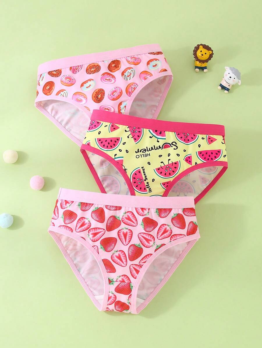 3 Pairs Set Girls Cute Sweet Comfortable Simple Panties, Girl Teen Triangle Briefs