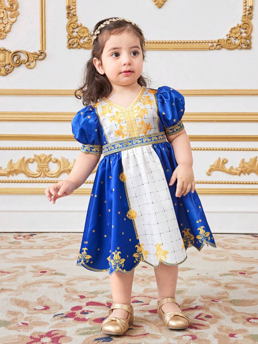 SHEIN Sukienka Babygirl Cute Floral Patchwork na lato