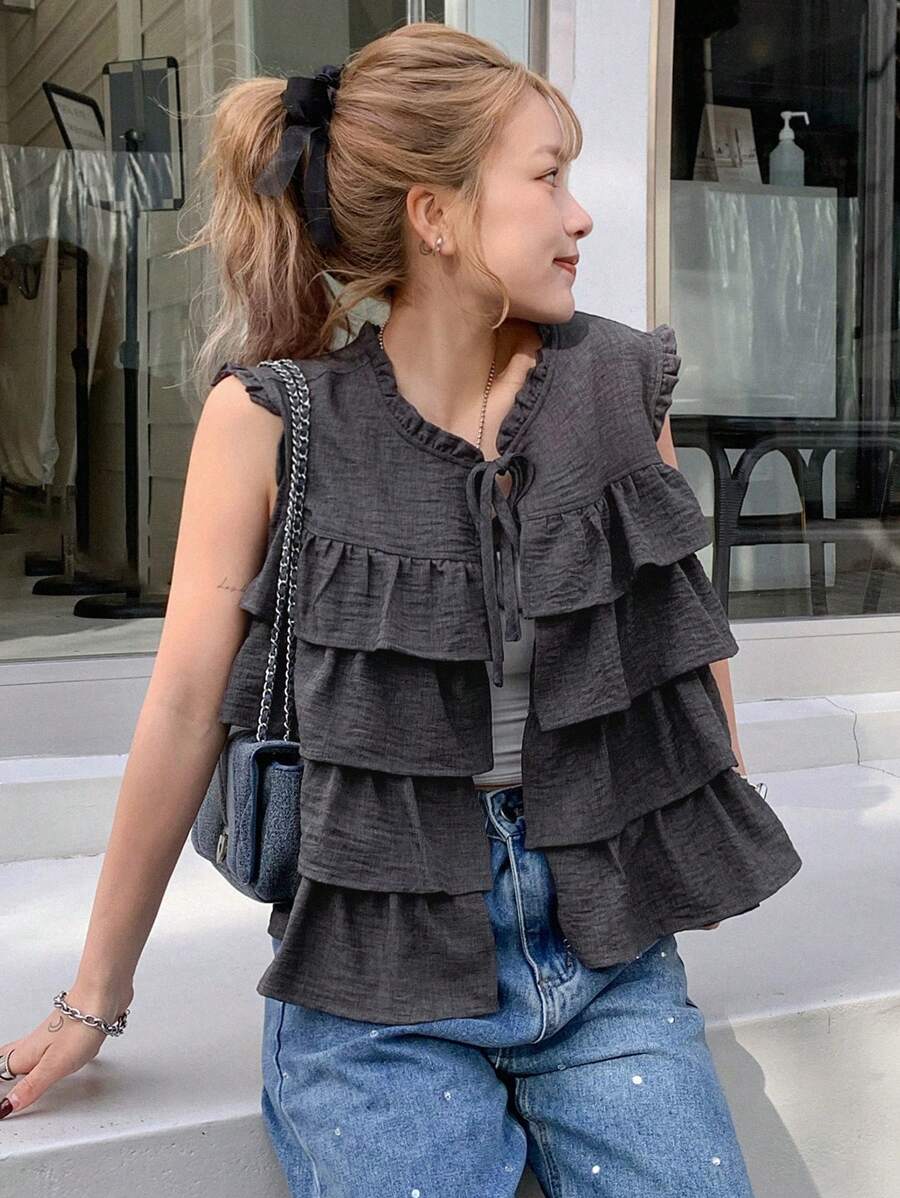 FRIFUL Women's Ruffled Cardigan Jacket, Cute Summer Top, Adorable Blouse