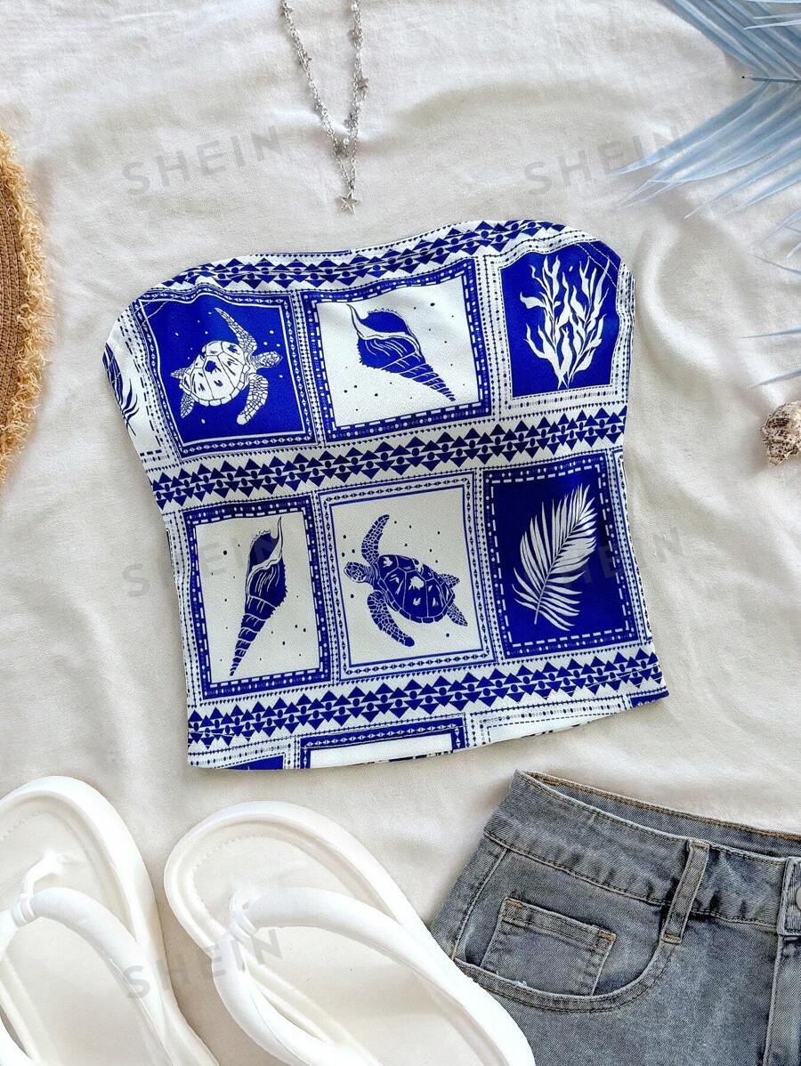 Soleia Femei Beach Vacation Ocean Creature Element Bandeau Top