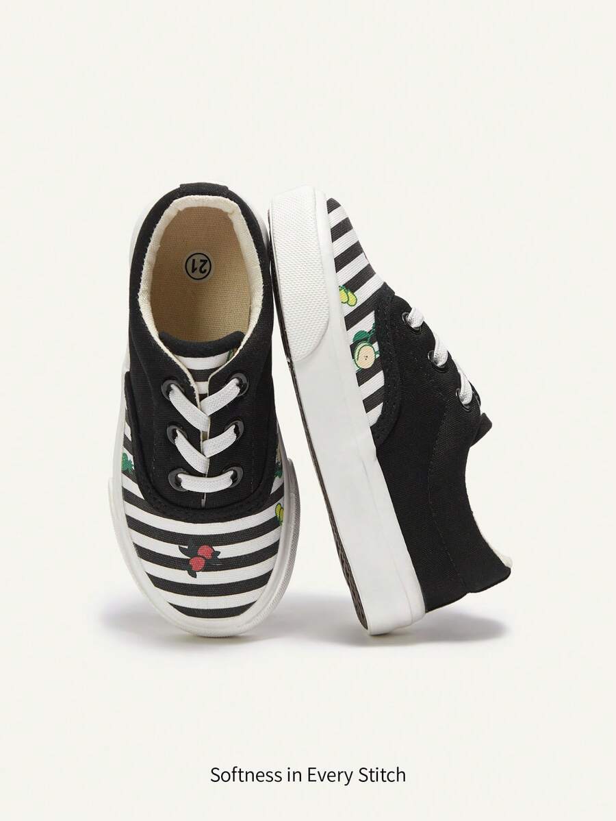 Cozy Pixies Lente Zomer Schattige Fruit Gestreepte Modieuze Casual Sport Canvas Gevulkaniseerde Rubberen Zool Elastische Band Baby Sneakers