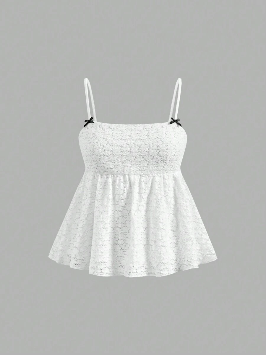 SHEIN MOD Women's White Lace Ruffle Blouse, Spring Top,Boho,Summer Tops