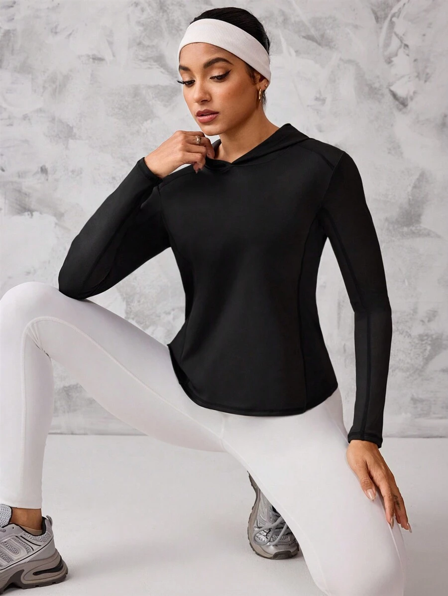 SHEIN Sport Studio Perforated Hoodie, Minimalist Fashion Casual Everyday Wear