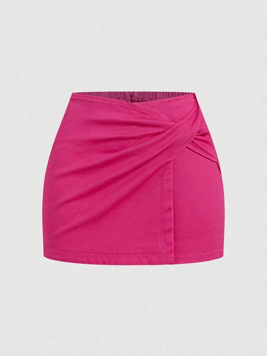 SHEIN MOD Shorts vaqueros elásticos informales de mujer, color rosa