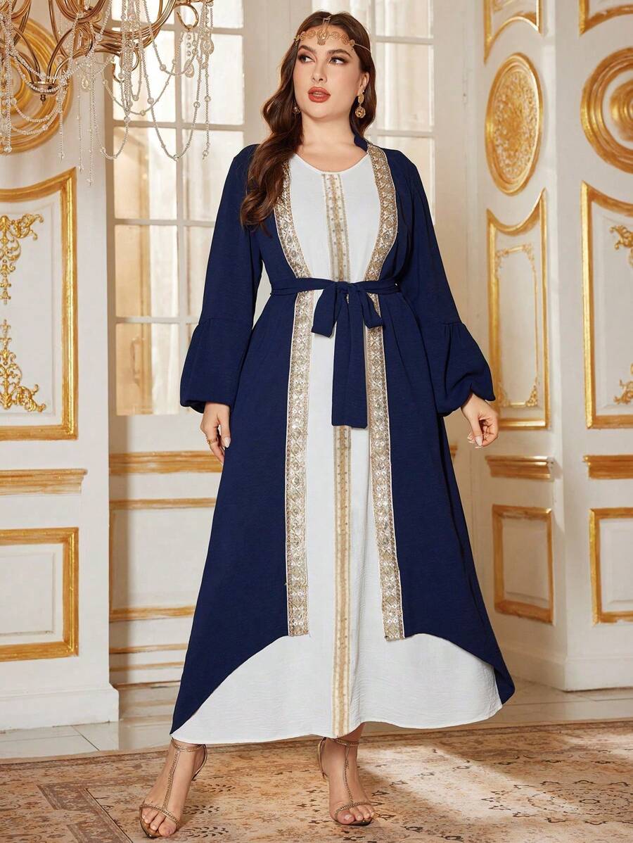 Al Najma Robe décontractée de tous les jours en style simple, manches longues, grande taille
