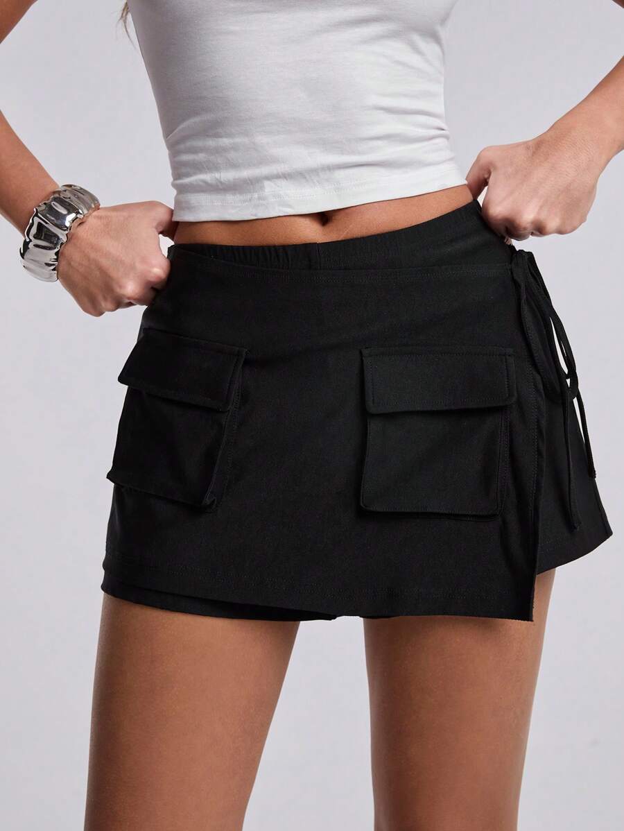 SHEIN BAE Effen kleur dames casual shorts met trekkoord in de taille