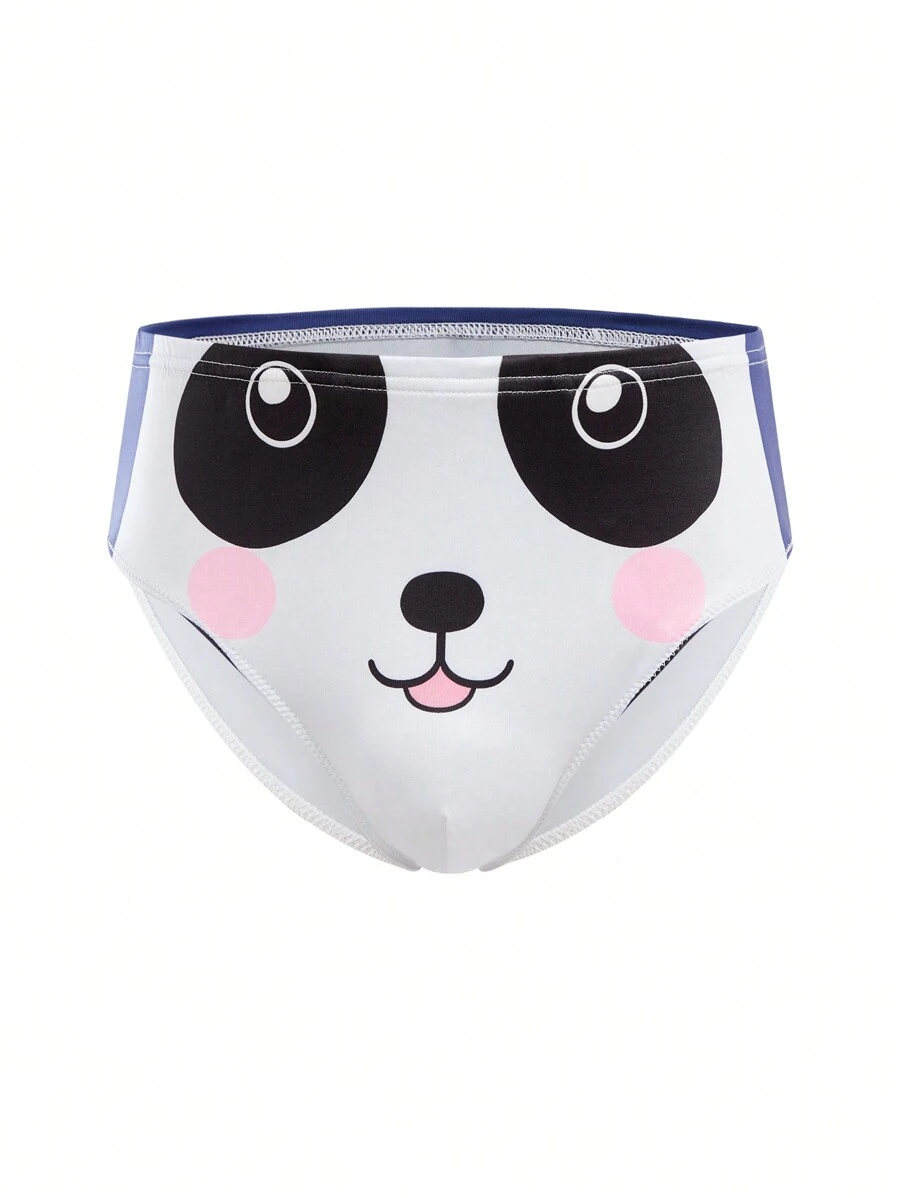 3pcs Milk Silk Panda Cartoon Print Funny Triangle Brief Underwear For Teenagers