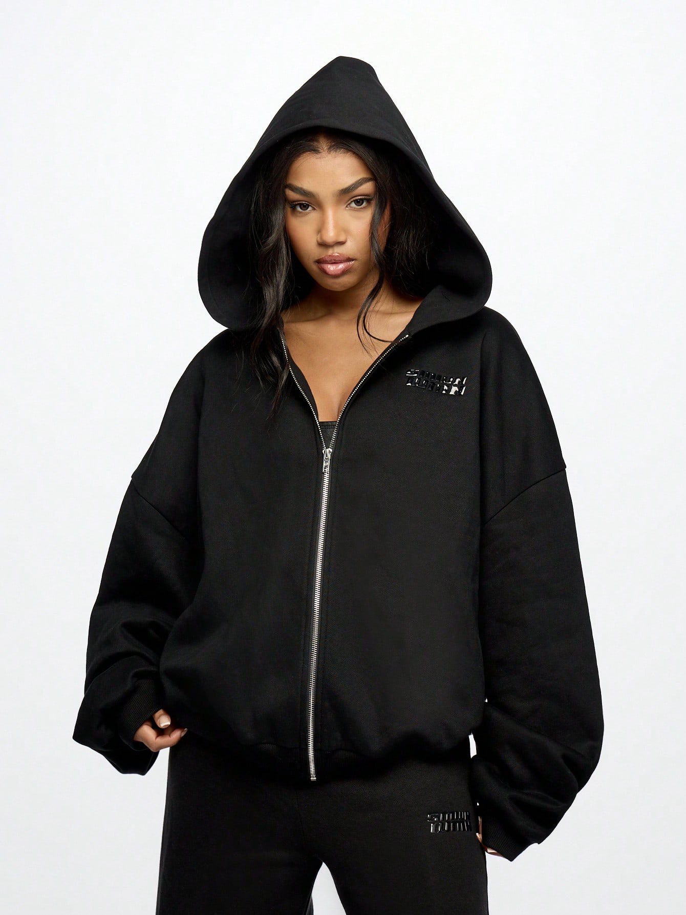SUMWON WOMEN Oversized Full-Zip Casual Streetwear Sweatshirt