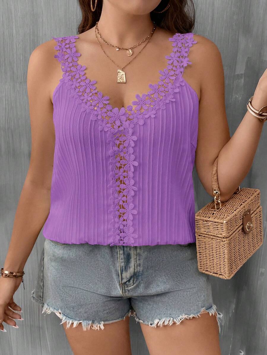 EMERY ROSE Plus Size Women Summer Applique Decor Tank Top