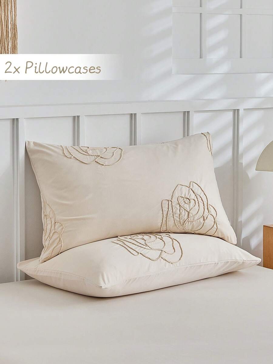 2 pièces Taie d'oreiller en polyester avec motif de fleurs roses kaki, style élégant minimaliste, convient à toutes les saisons