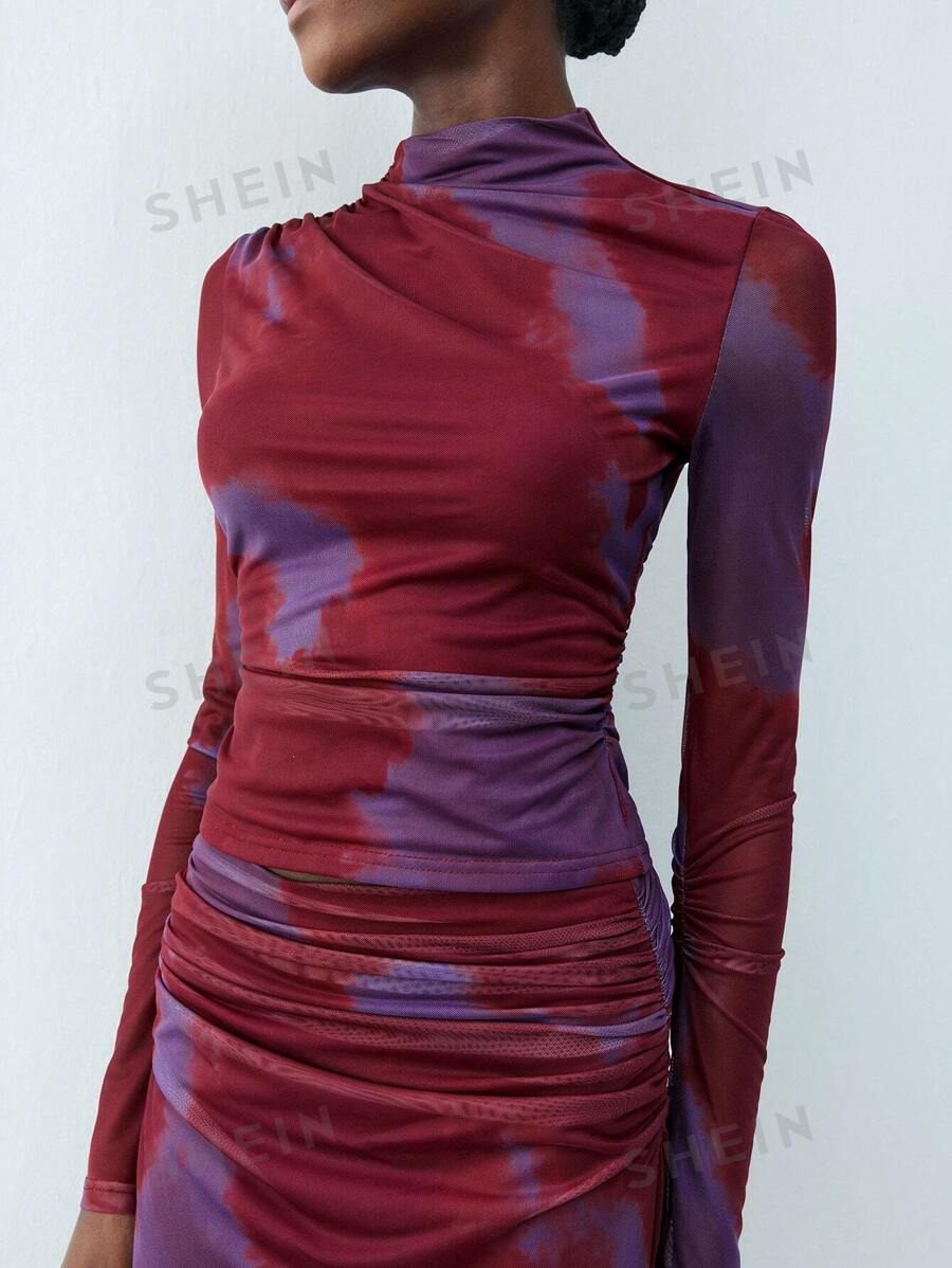 Maija Parte superior moderna urbana de mujer con patrón de degradado rojo, apropiada para fiestas de Día de San Valentín, primavera, eventos diarios casuales, elegantes, apta para bodas, citas y festivales de música bohemios