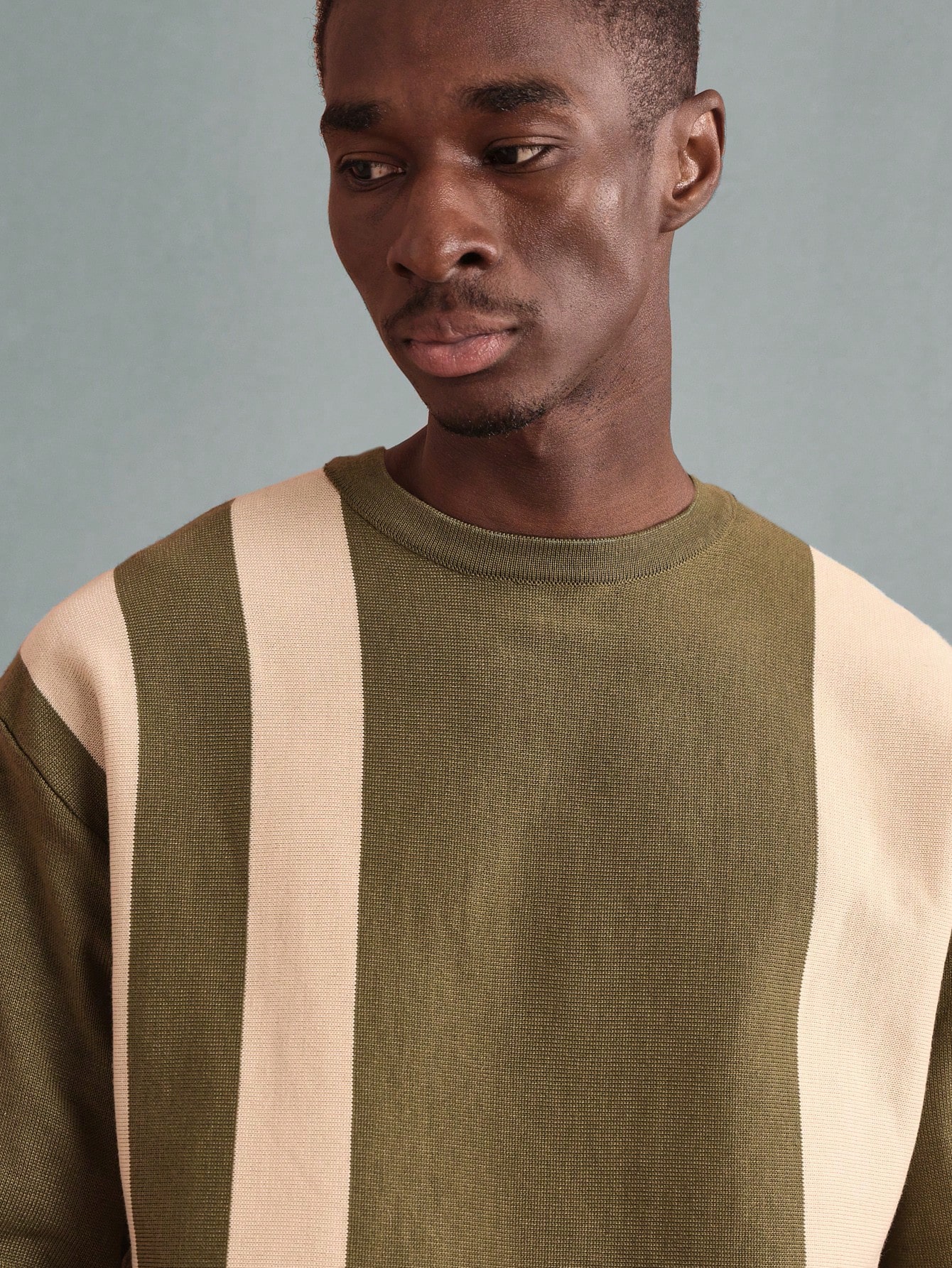Oversized Designer Knit Tee Contemporary Color Block Striped