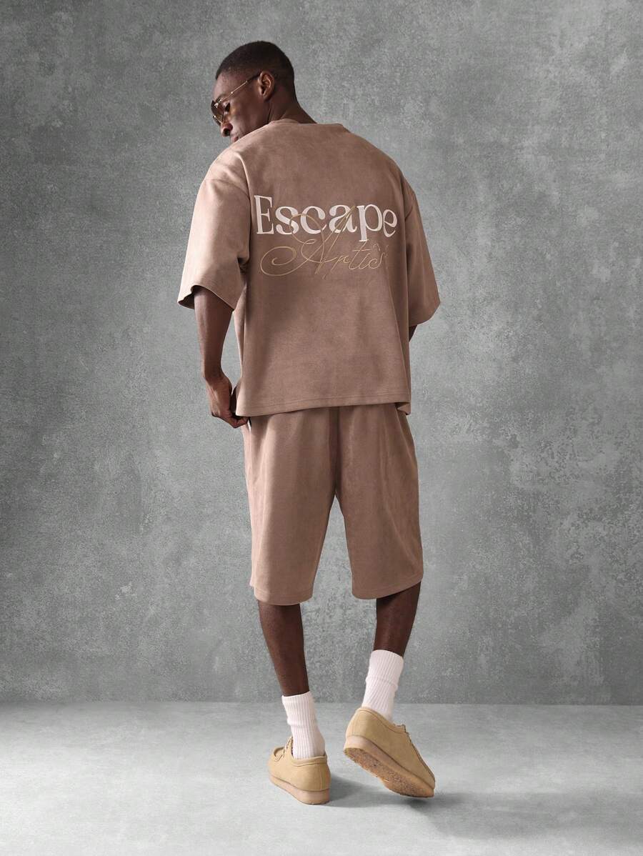 SUMWON Luxury Escape Artist Co-Ord Set Oversized Drop Shoulder Short Sleeve T-Shirt And Drop Crotch Shorts Streetwear Athleisure Two-Piece Summer Set