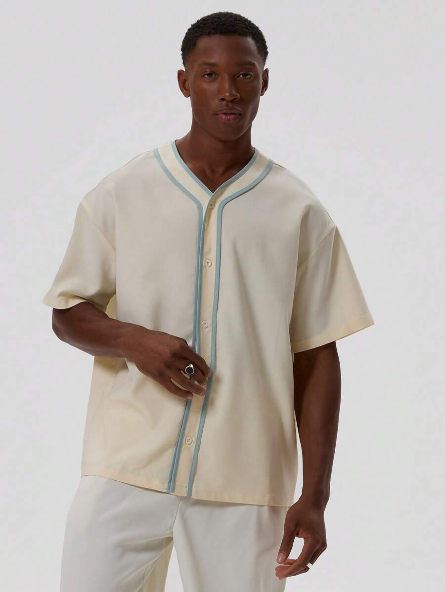 Musero Camisa tipo jersey de béisbol para hombres