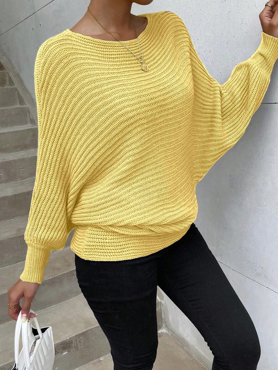 SHEIN Clasi Solid Color Long Sleeve Pullover Sweater, Casual And Fashionable Everyday Wear