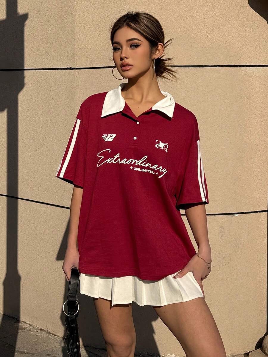 Coolane Polo de estilo vintage de empalme para niñas preadolescentes primavera/verano, diseño a juego para pareja
