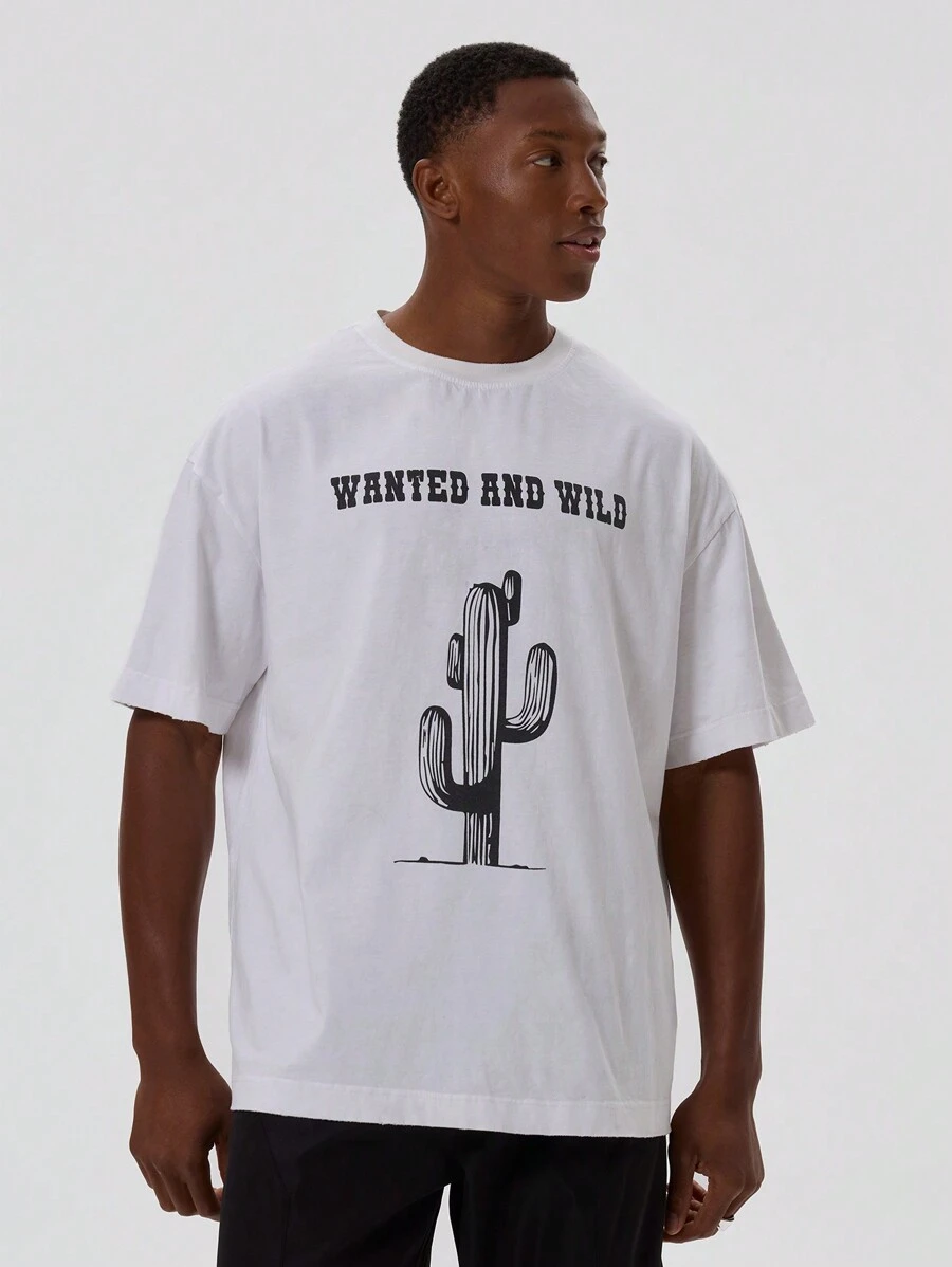 Musero Men Slogan Cactus Oversized T-Shirt