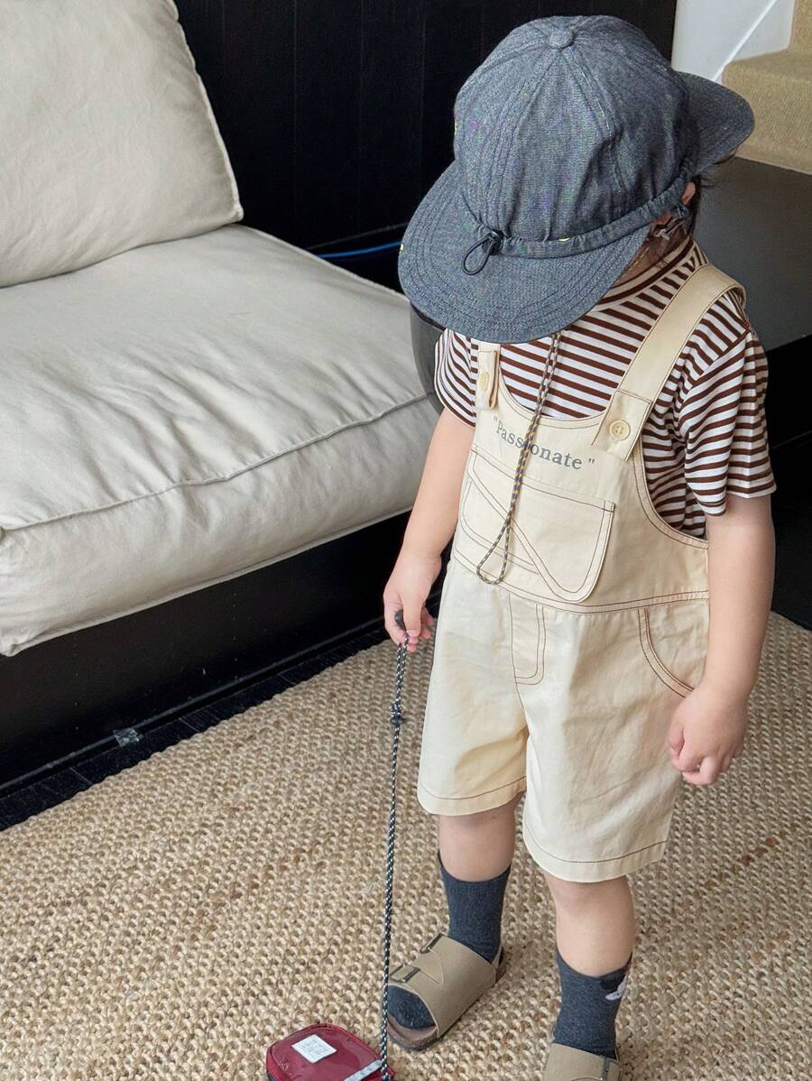 DAZY Set de 2 piezas de ropa para niños pequeños: camiseta de rayas y pantalones con estampado de letras, ropa de otoño para niños