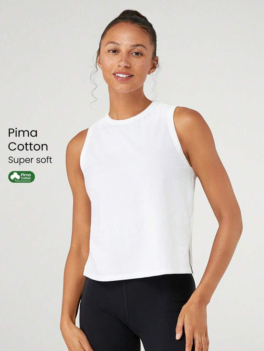 GLOWMODE Pima Cotton Reflective Slit Tank Top Gym Summer