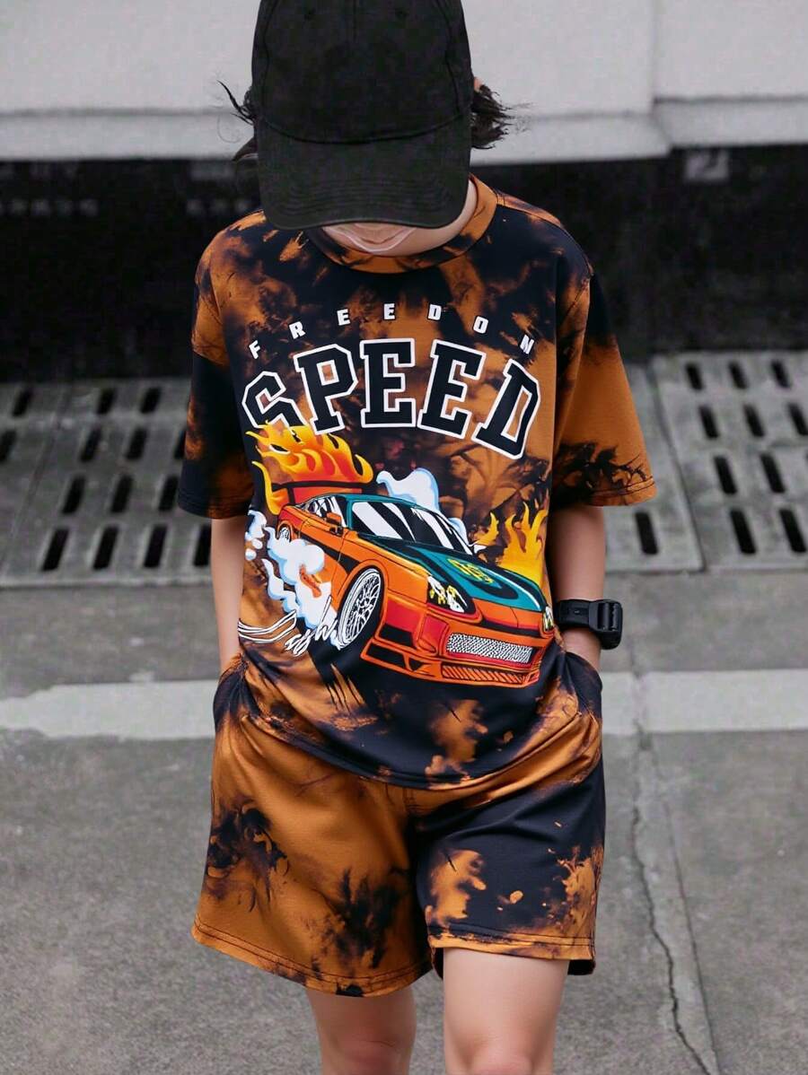 Tween Boy Loose Casual Short Sleeve Shorts Set