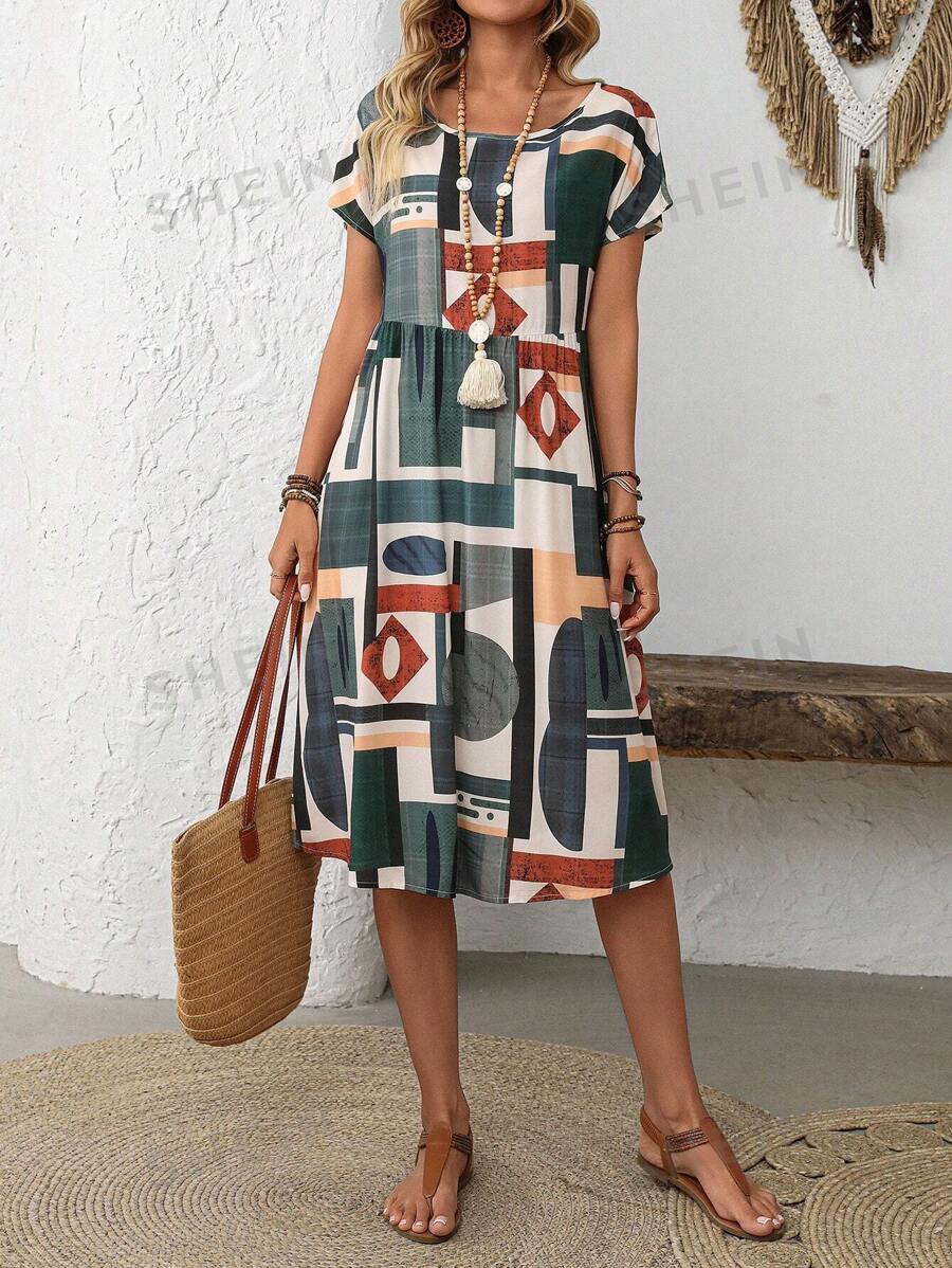 EMERY ROSE Vestido casual midi para mujer, sencillo y con estilo para uso diario