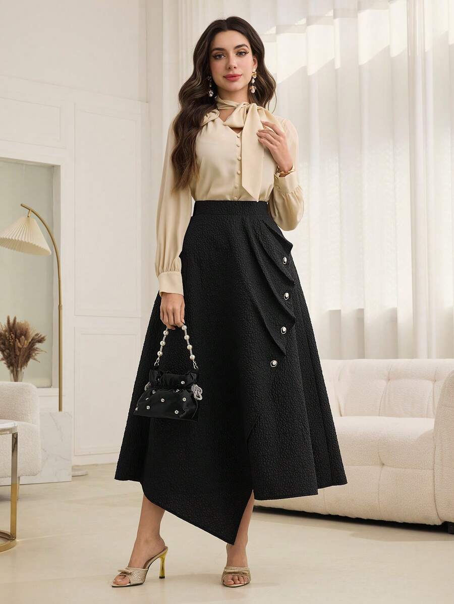 Modelyn Spódnica damska z teksturą i rozszerzanym dołem, elegancki design