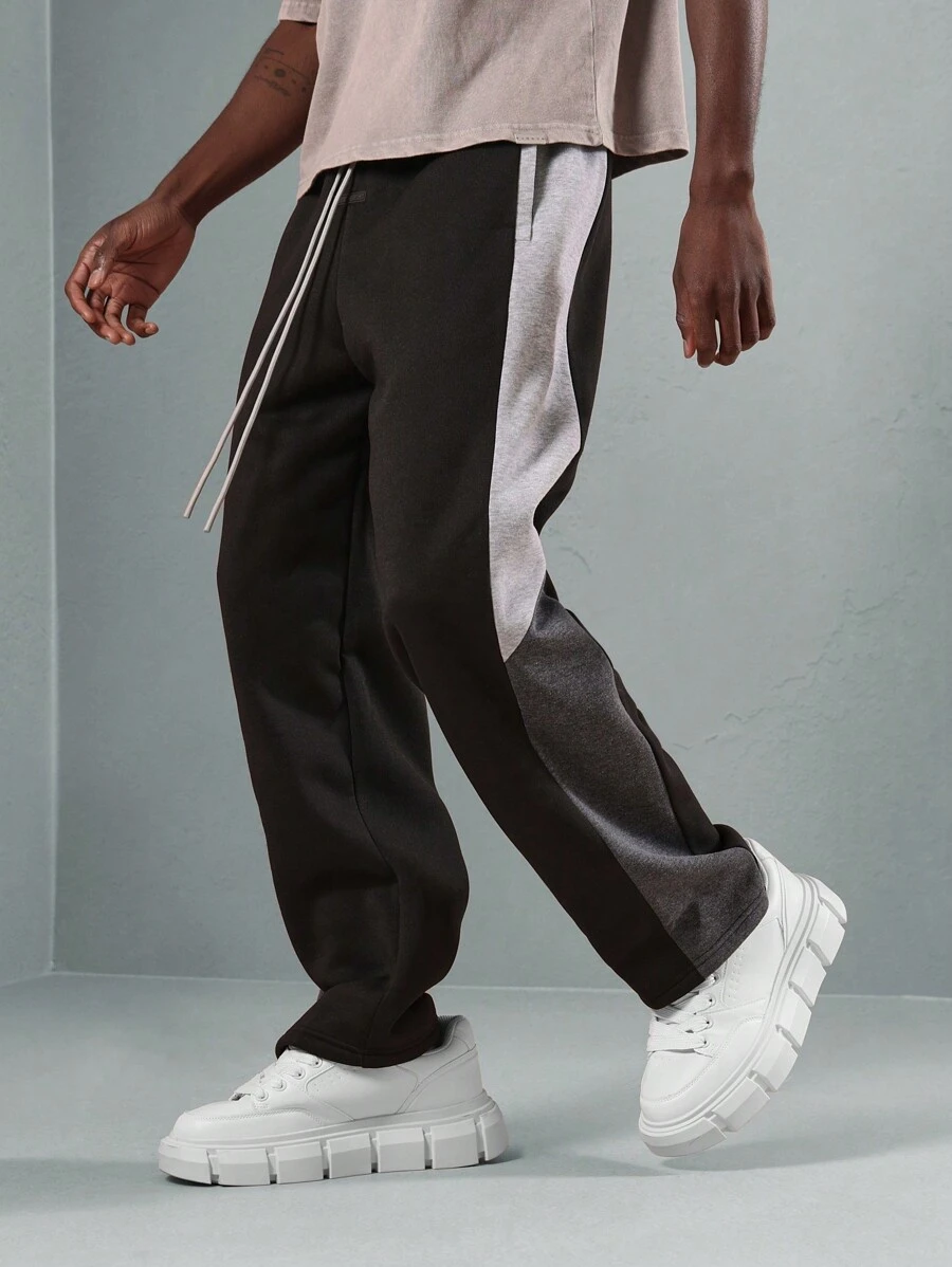 SUMWON Athletic Jogger Sweatpants With Color Block Side Panels Comfortable Drawstring Waist Casual Streetwear Training Exercise Sport Running Urban Fashion Bottoms