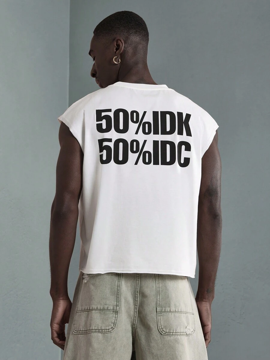 SUMWON Streetwear Sleeveless Cotton Tank Top Urban Style Graphic Print Statement Muscle Shirt Summer Casual Athletic Workout Vest Festival Fashion Crop Tank