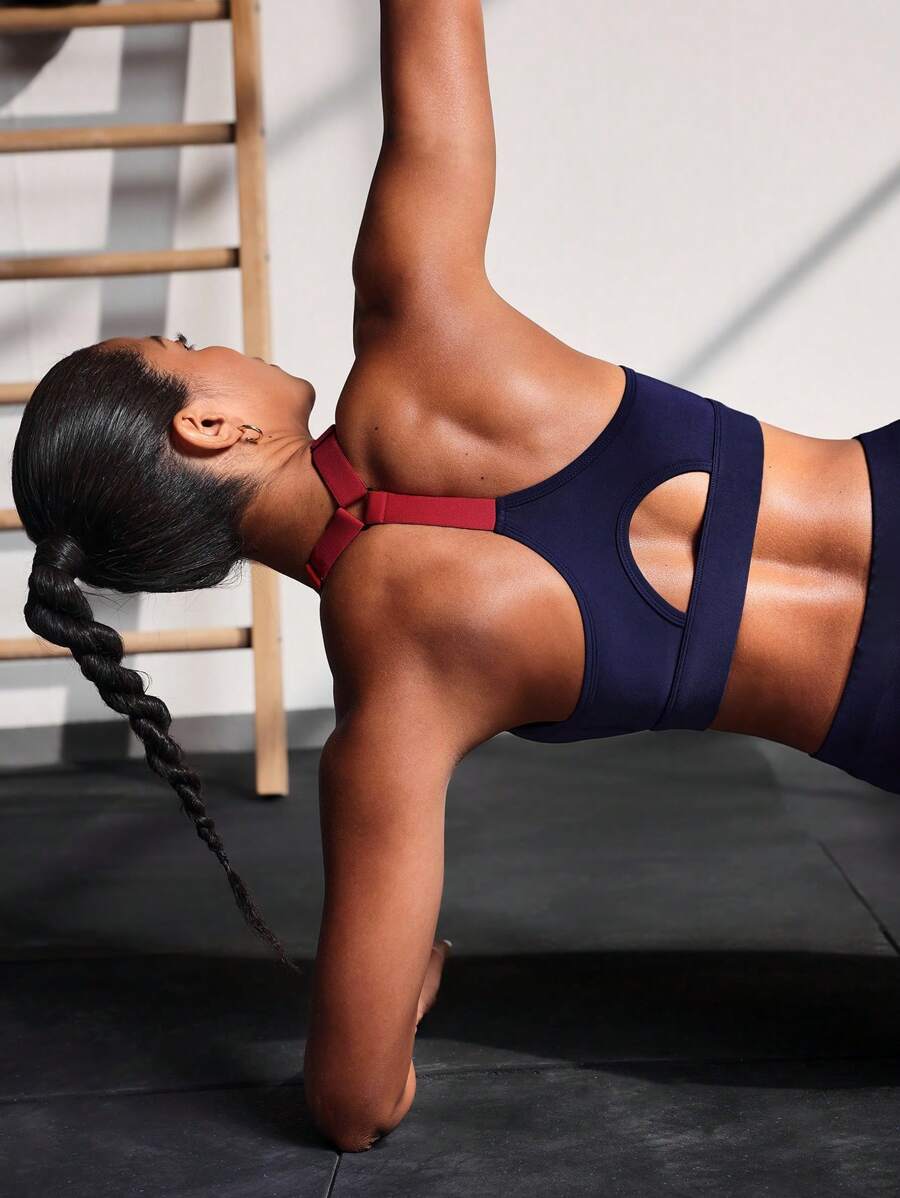 POWERISTA Powerista Women's Daily Fitness Yoga Bra With Color Block Hollow Back Design