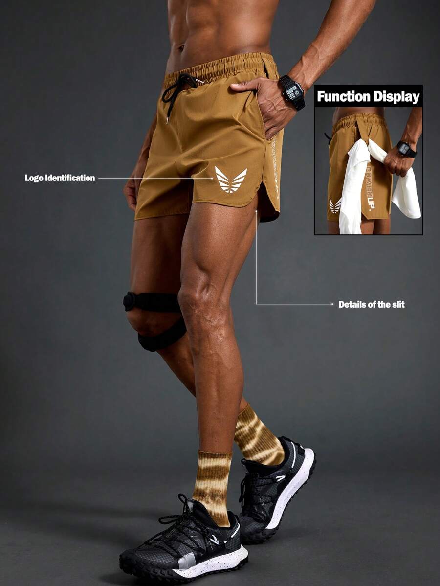 Manfinity Sport Polished Shorts deportivos casuales con bolsillo y diseño con lazo delantero impresos para hombres, de diseño simple