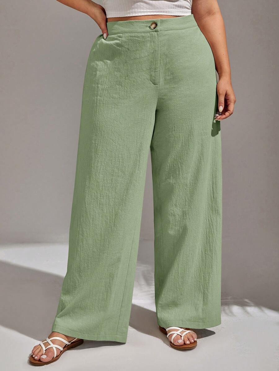 SHEIN VCAY Plus Size Casual Versatile Solid Color Loose Pants